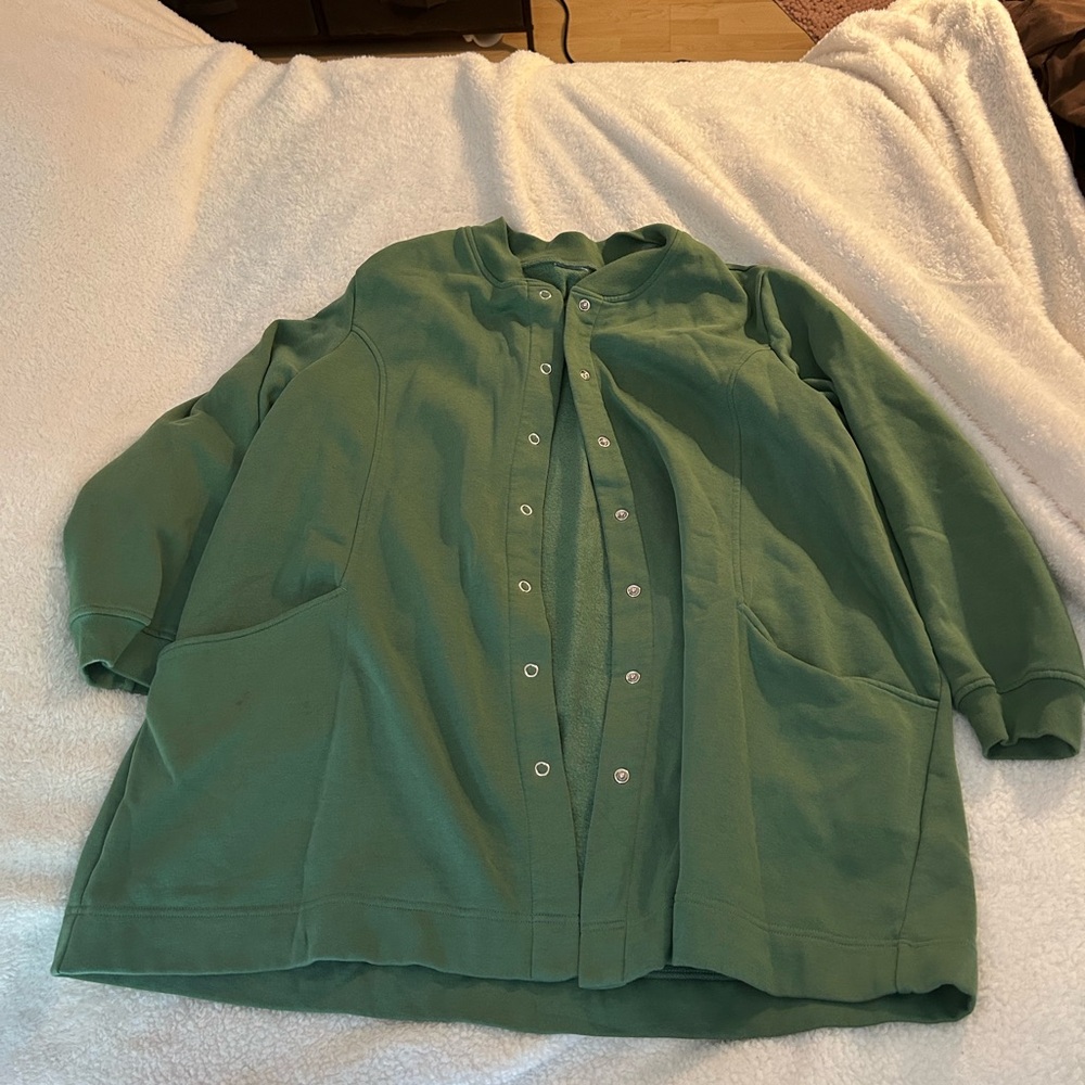 Green Snap-Button Sweat Jacket - Blair